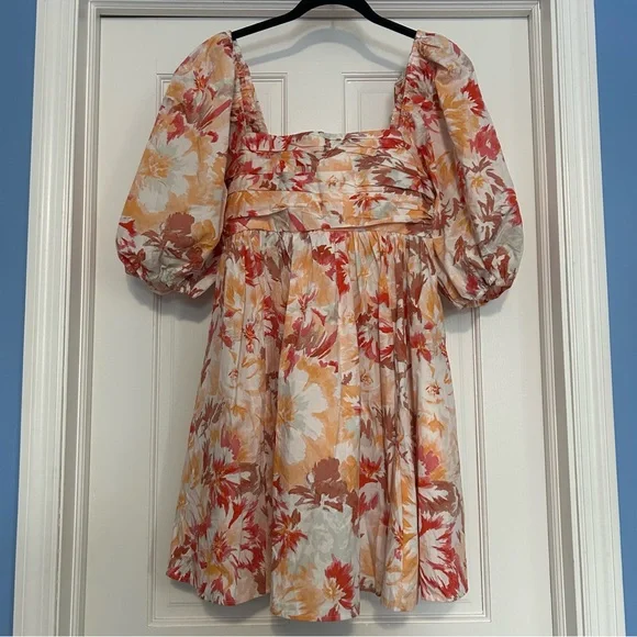 NWT Abercrombie & Fitch medium tall Emerson Poplin floral puff sleeve mini dress - Picture 3 of 9